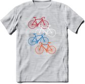 Amsterdam Bike City T-Shirt | Souvenirs Holland Kleding | Dames / Heren / Unisex Koningsdag shirt | Grappig Nederland Fiets Land Cadeau | - Licht Grijs - Gemaleerd - XXL