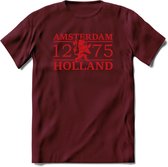 Amsterdam T-Shirt | Souvenirs Holland Kleding | Dames / Heren / Unisex Koningsdag shirt | Grappig Nederland Fiets Land Cadeau | - Burgundy - XXL