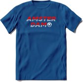 Amsterdam T-Shirt | Souvenirs Holland Kleding | Dames / Heren / Unisex Koningsdag shirt | Grappig Nederland Fiets Land Cadeau | - Donker Blauw - S