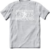 Amsterdam T-Shirt | Souvenirs Holland Kleding | Dames / Heren / Unisex Koningsdag shirt | Grappig Nederland Fiets Land Cadeau | - Licht Grijs - Gemaleerd - 3XL
