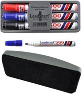 whiteboardmarkers met borstel zwart/blauw/rood 5-delig