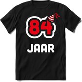 84 Jaar Feest kado T-Shirt Heren / Dames - Perfect Verjaardag Cadeau Shirt - Wit / Rood - Maat XXL
