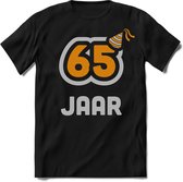 65 Jaar Feest kado T-Shirt Heren / Dames - Perfect Verjaardag Cadeau Shirt - Goud / Zilver - Maat XXL