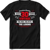30 Jaar Legend - Feest kado T-Shirt Heren / Dames - Wit / Rood - Perfect Verjaardag Cadeau Shirt - grappige Spreuken, Zinnen en Teksten. Maat 3XL