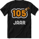 105 Jaar Feest kado T-Shirt Heren / Dames - Perfect Verjaardag Cadeau Shirt - Goud / Zilver - Maat 3XL