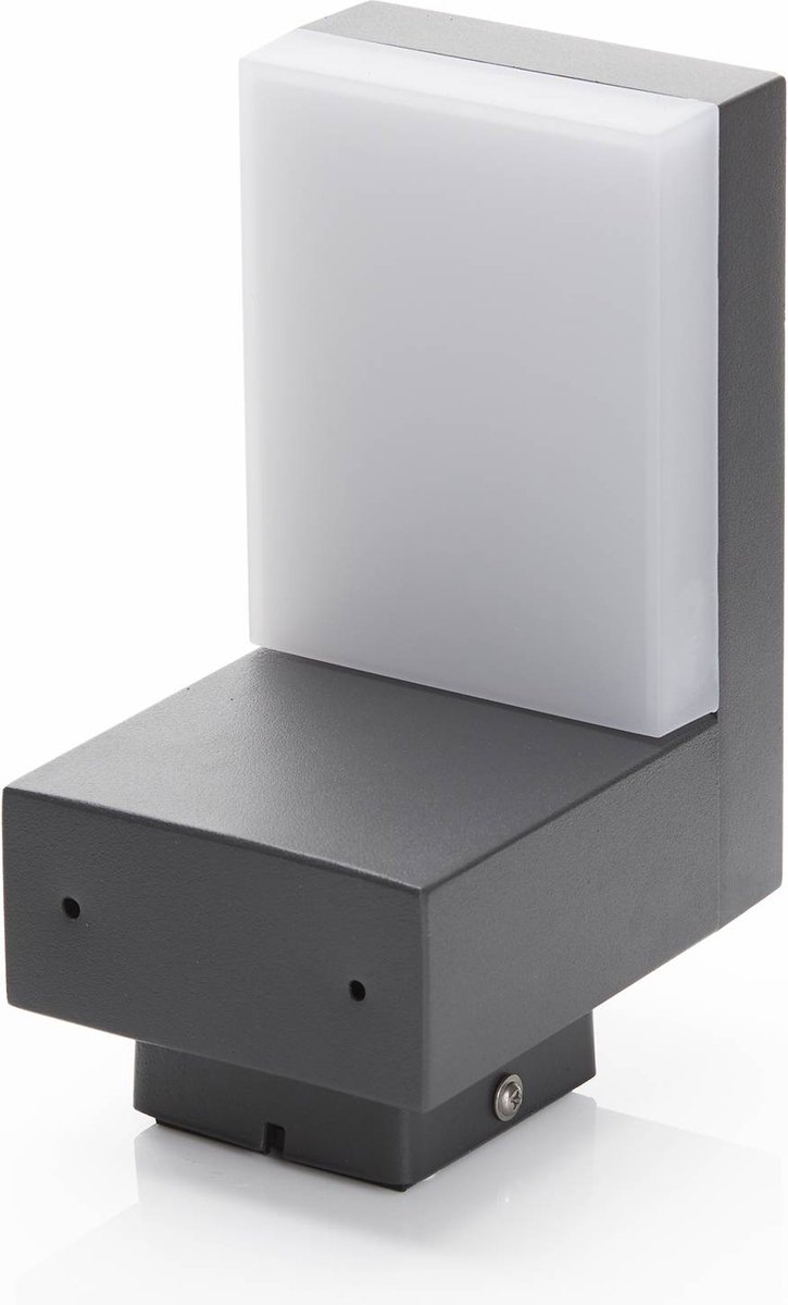 Lindby - LED wandlamp buiten - 1licht - roestvrij staal, polycarbonaat - H: 12.5 cm - donkergrijs, wit - Inclusief lichtbron