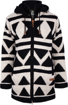 SHAKALOHA Gebreid Wollen Dames Vest van Schapenwol met Polyester Fleece voering en afneembare capuchon - W Pendle ZH BlackWhite XL