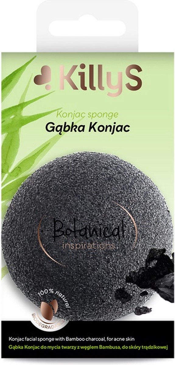 Botanical Inspirations konjac spons gezichtsreiniging met bamboe houtskool voor de acne gevoelige huid