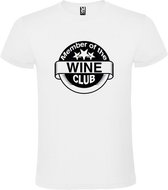 Wit T-shirt ‘Member Of The Wine Club’ Zwart Maat M