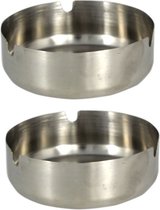 Set de 4x cendriers ronds inox gris 9 x 3 cm - Cendrier extérieur