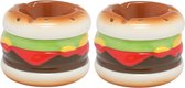 Set van 2x stuks hamburger asbakken rond dolomiet multi-kleur 7 x 9 cm - Buiten asbak