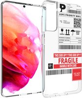 iMoshion Hoesje Geschikt voor Samsung Galaxy S21 FE Hoesje Siliconen - iMoshion Design hoesje - Wit / Shipping label