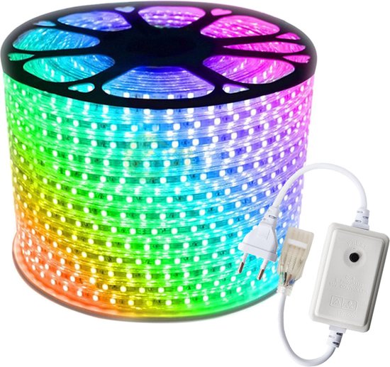 Strip LED - 5 mètres en un rouleau (1x 5Mètre) - RGB - plusieurs couleurs - 60led / m - IP65 - avec bouton-poussoir
