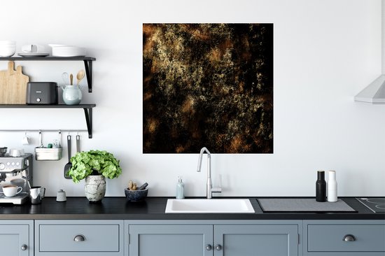 Muurstickers - Sticker Folie - Goud - Zwart - Abstract - 80x80 cm - Plakfolie - Muurstickers Kinderkamer - Zelfklevend Behang - Zelfklevend behangpapier - Stickerfolie