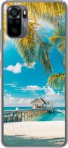Geschikt voor Xiaomi Redmi Note 10 hoesje - Tropisch - Strand - Palmboom - Siliconen Telefoonhoesje
