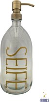 Nachhaltiger Seifenspender mit Goldschriftzug: Seife | Transparentes Glas (1 Liter) | Goldene Edelstahlpumpe | Zeepdispenser met Gouden Tekst: Zeep | Transparant Glas (1 Liter) | Gouden Roestvrijstalen Pomp