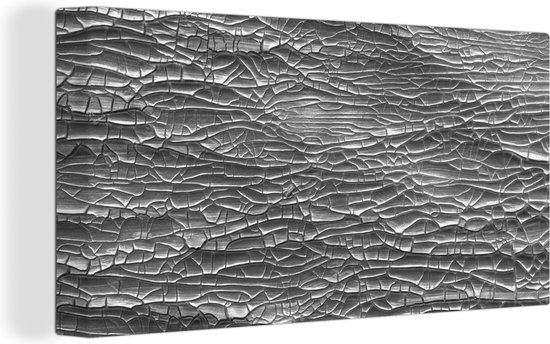 Toile Peinture Argent - Abstrait - Structure - 80x40 cm - Décoration murale