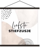 Porte-affiche avec affiche - Affiche scolaire - 'Dearest stepsister' - Dictons - Citations - Pastel - 90x90 cm - Lattes noires