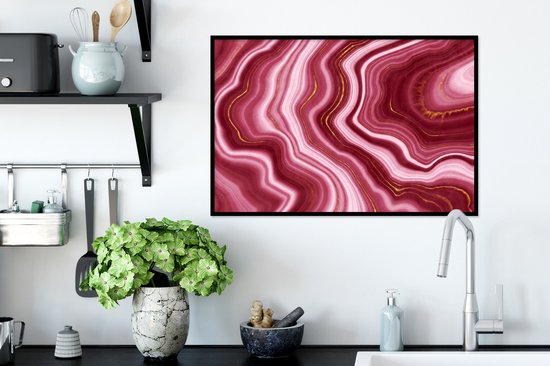 Cadre photo avec poster - Marbre - Rose - Or - 60x40 cm - Cadre poster