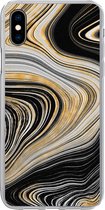 Coque iPhone Xs Max - Marbre - Or - Grijs - Coque de téléphone en Siliconen