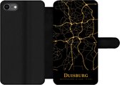 Bookcase Geschikt voor iPhone 7 telefoonhoesje - Duisburg - Kaart - Goud - Met vakjes - Wallet case met magneetsluiting