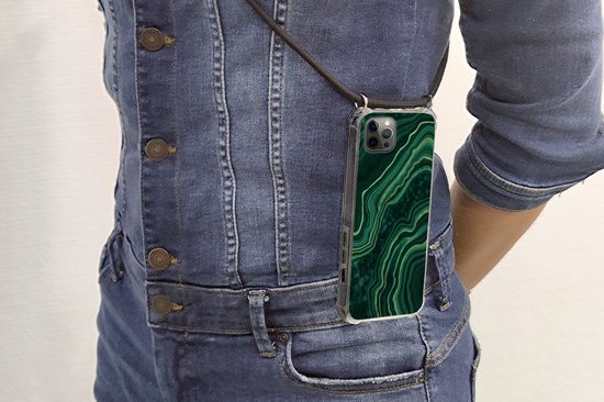 Coque avec cordon iPhone 13 Pro - Imprimé marbré - Zwart - Motifs - Siliconen - Bandoulière - Coque arrière avec cordon - Coque pour téléphone avec cordon - Coque avec corde