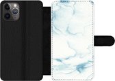 Bookcase Geschikt voor iPhone 11 Pro Max telefoonhoesje - Marmer print - Wit - Patroon - Met vakjes - Wallet case met magneetsluiting