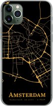Geschikt voor iPhone 11 Pro Max hoesje - Amsterdam - Kaart - Goud - Zwart - Siliconen Telefoonhoesje