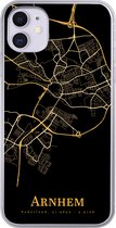 Geschikt voor iPhone 11 hoesje - Arnhem - Kaart - Goud - Zwart - Siliconen Telefoonhoesje
