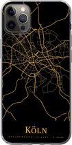Geschikt voor iPhone 12 Pro Max hoesje - Köln - Kaart - Goud - Siliconen Telefoonhoesje