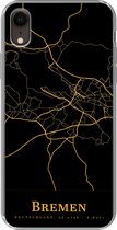 Geschikt voor iPhone XR hoesje - Bremen - Kaart - Goud - Siliconen Telefoonhoesje