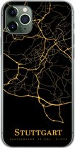 Geschikt voor iPhone 11 Pro Max hoesje - Stuttgart - Kaart - Goud - Siliconen Telefoonhoesje