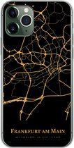 Geschikt voor iPhone 11 Pro hoesje - Frankfurt am Main - Kaart - Goud - Siliconen Telefoonhoesje