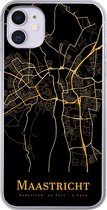 Geschikt voor iPhone 11 hoesje - Maastricht - Kaart - Goud - Zwart - Siliconen Telefoonhoesje