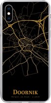 Geschikt voor iPhone Xs hoesje - Doornik - Kaart - Goud - Siliconen Telefoonhoesje