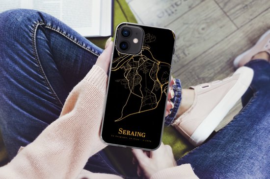 Coque iPhone 12 - Seraing - Carte - Or - Coque de téléphone en Siliconen