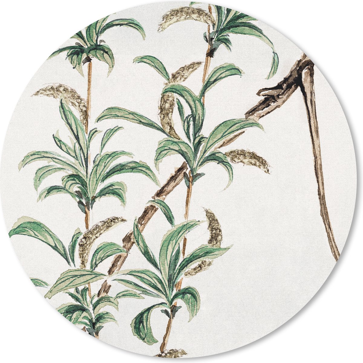 Muismat rond 20x20 cm - Mousepad Vintage - Bladeren - Japans - Ronde muismatten