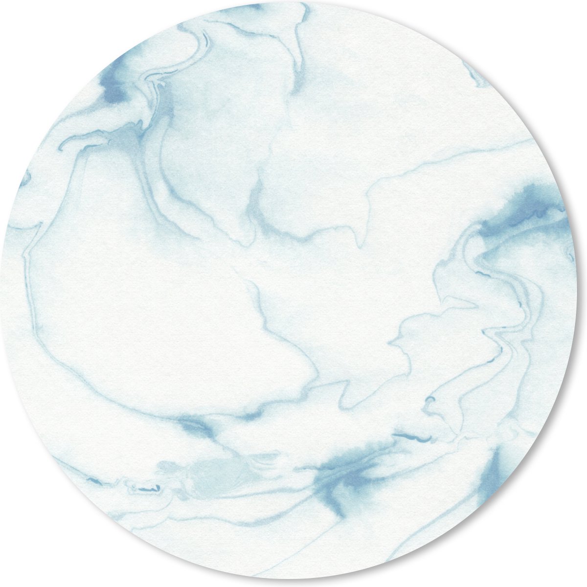 Muismat - Mousepad - Rond - Marmer - Blauw - Patronen - 30x30 cm - Ronde muismat