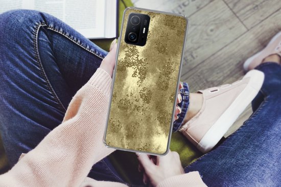 Convient pour coque Xiaomi 11T Pro - Or - Glitter - Structure - Coque de téléphone en Siliconen