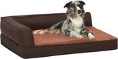 Hondenbed ergonomisch linnen-look 90x64 cm fleece bruin