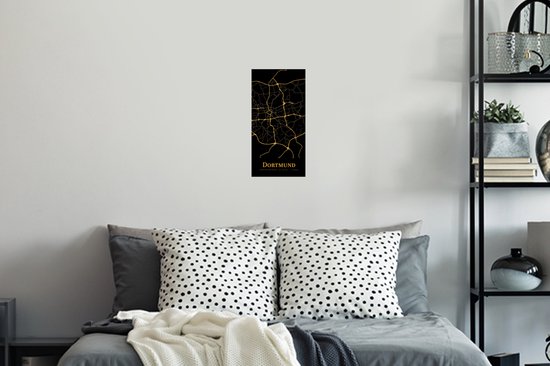 Muurstickers - Sticker Folie - Dortmund - Kaart - Goud - 20x40 cm - Plakfolie - Muurstickers Kinderkamer - Zelfklevend Behang - Zelfklevend behangpapier - Stickerfolie