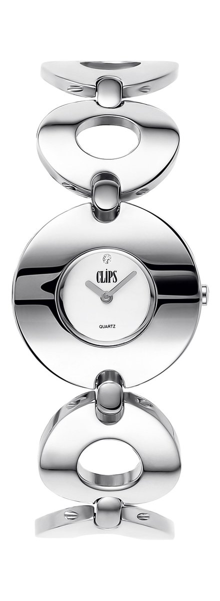 Clips 553-2012-88 Horloge - Staal - Zilverkleurig - Ø 30 mm