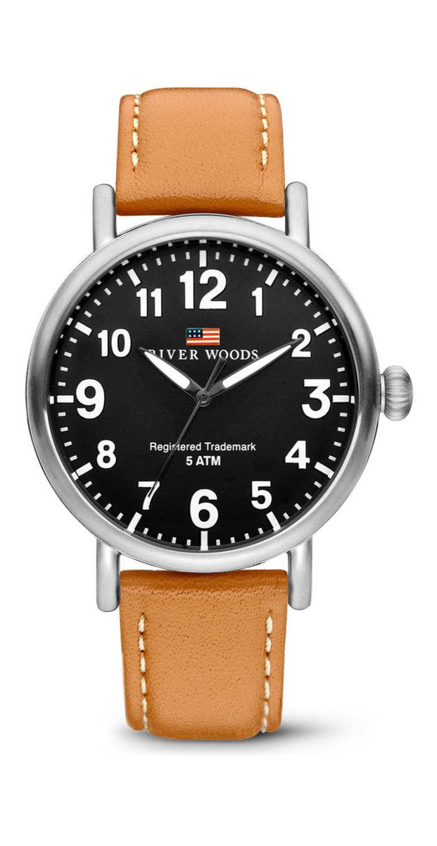River Woods Sacramento RW420002 Horloge - Leer - Bruin - Ø 42 mm