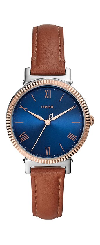 Fossil Daisy ES4795 Horloge - Leer - Bruin - Ø 34 mm