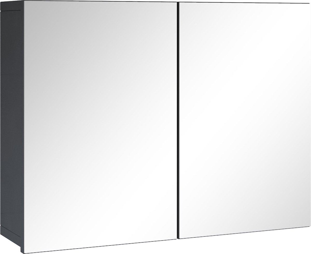 Badplaats Badkamerkast Leon 80 cm x 20 cm x 60 cm - Antraciet - Spiegelkast Badkamer