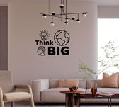 Stickerheld - Muursticker "Think Big" Quote - Woonkamer - Droom over je toekomst - Engelse Teksten - Mat Zwart - 41.3x55.8cm