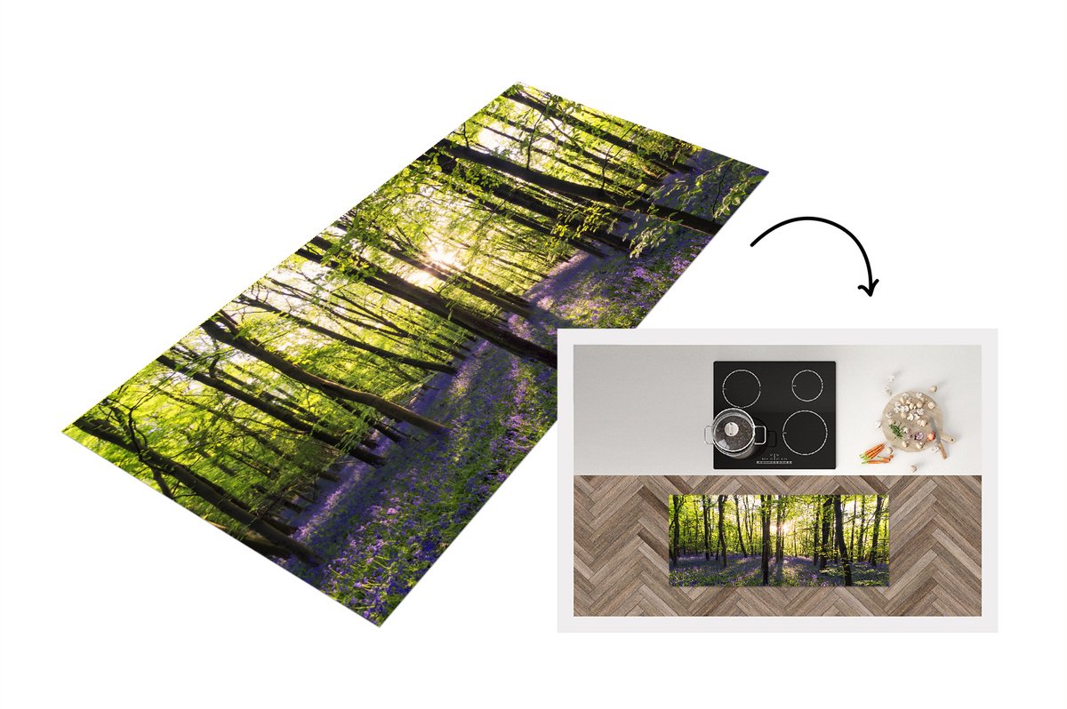 KitchenYeah Keukenloper - Loper keuken - Bos - Bloemen - Lavendel - 120x50 cm - Keukenloper vinyl Multicolor