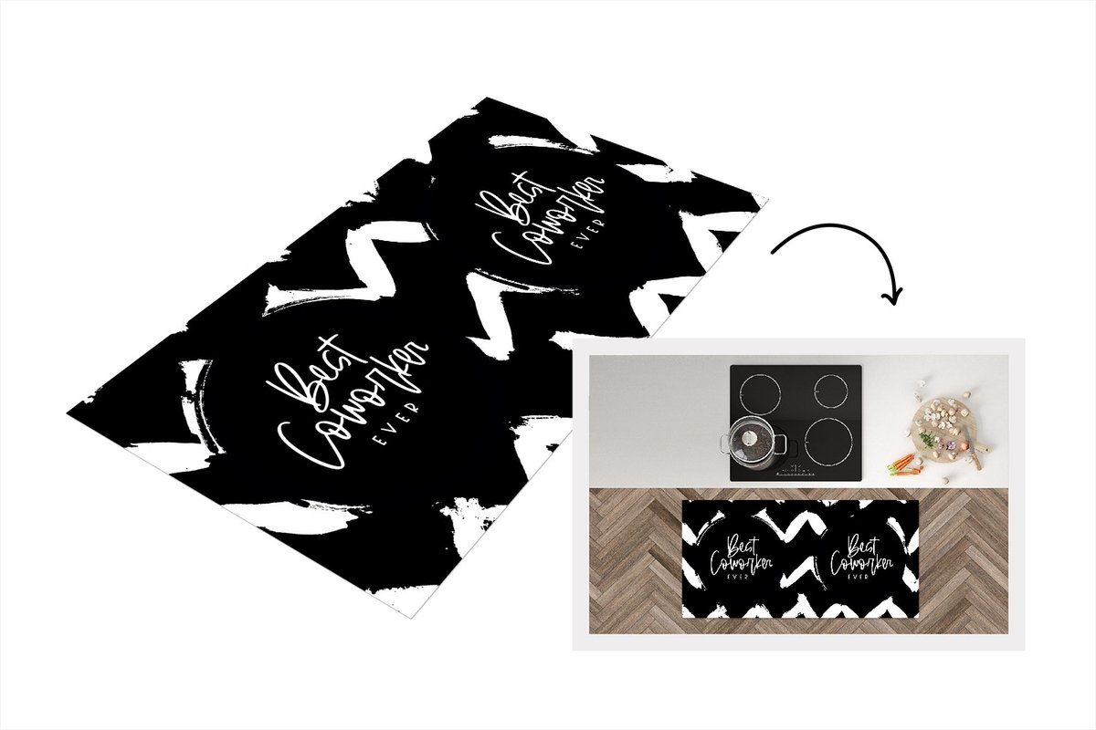 KitchenYeah Keukenloper - Loper keuken - Beste collega - Werk - Quotes - 120x60 cm - Keukenloper vinyl Multicolor