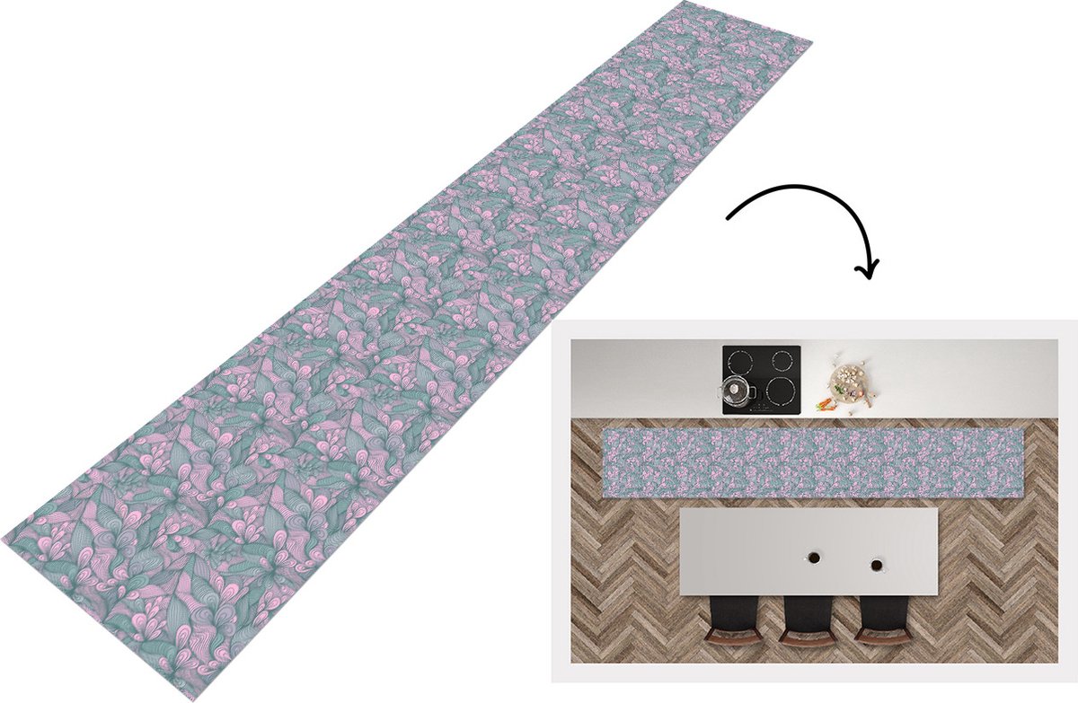KitchenYeah Keukenloper - Loper keuken - Patroon - Bloemen - Design - 300x50 cm - Keukenloper vinyl Multicolor