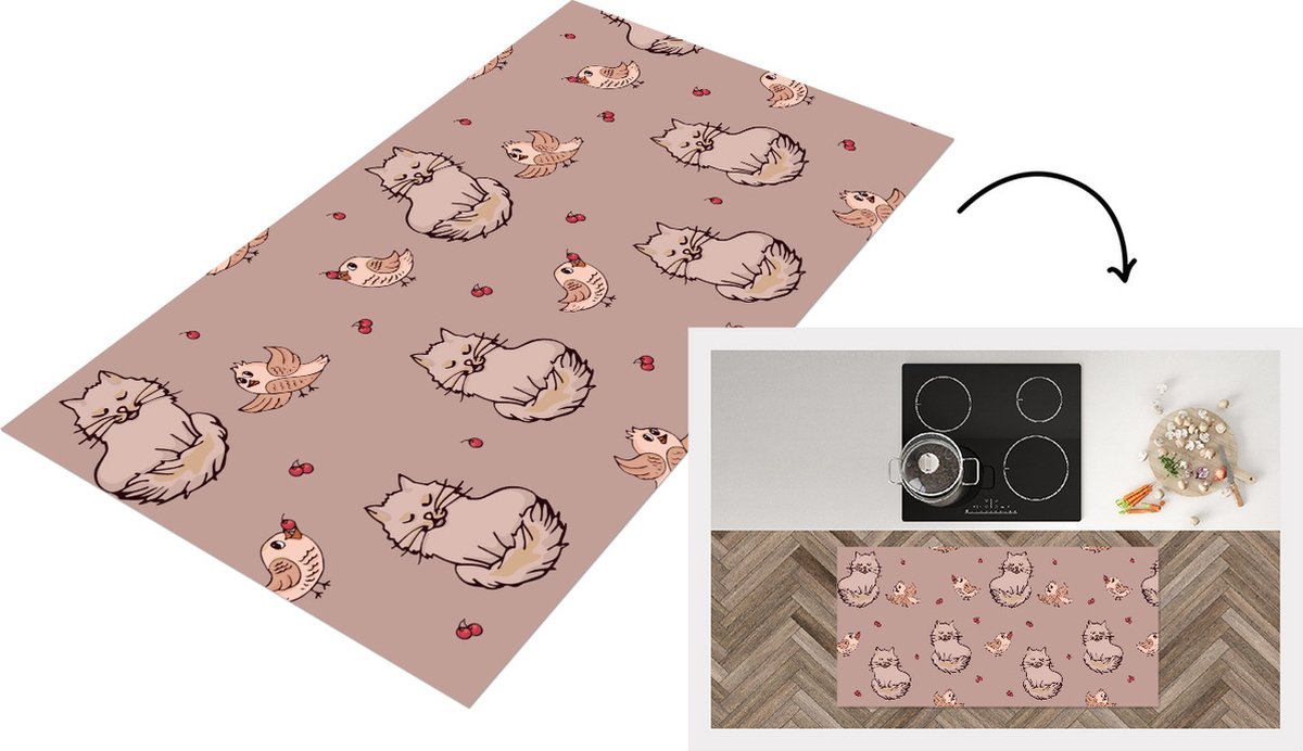 KitchenYeah Keukenloper - Loper keuken - Dieren - Kinderen - Patronen - 120x60 cm - Keukenloper vinyl Multicolor